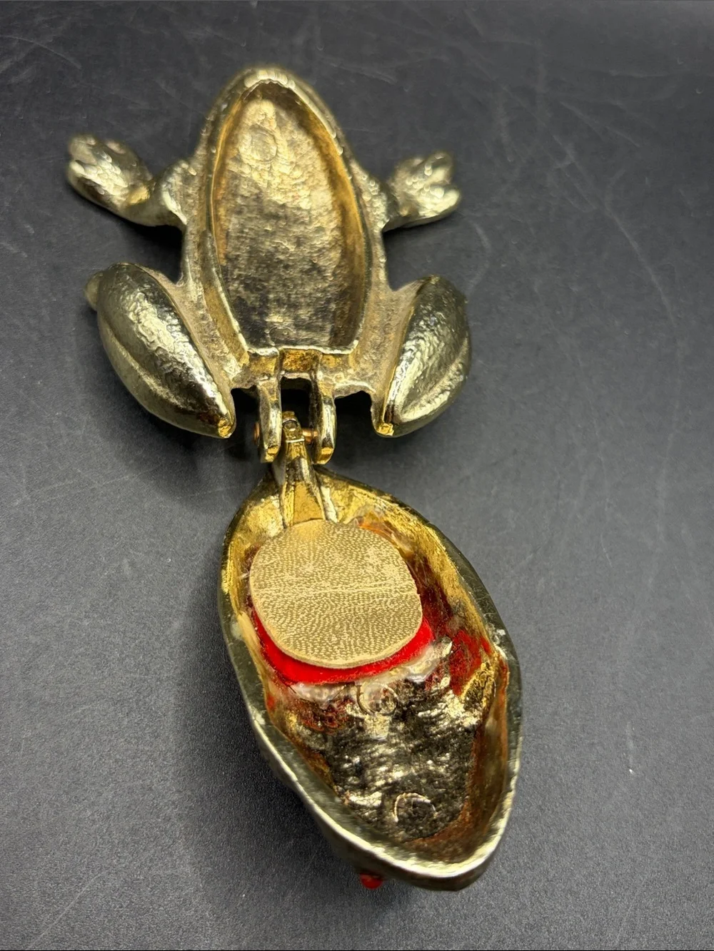 Jameco Vintage Frog Sewing Pin Cushion Metal Trinket Box Hinged Lid Cottagecore